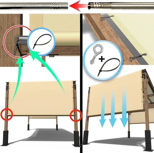 Miniatura 2 de Royal Shade Cubierta de repuesto para toldo de sombra de pérgola impermeable beige de 6 pies de ancho x 11 pies de largo, tela de 220 GSM para patio