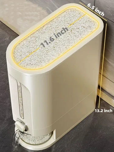 Miniatura 4 de Dispensador de arroz IEEK y contenedor de almacenamiento de granos con tapa, contenedor de arroz con taza de medición, dispensador de cereales