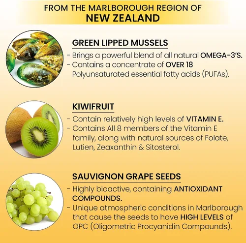 Miniatura 5 de Aceite de mejillón con labios verdes de Nueva Zelanda Omega 3, tapa suave para apoyo articular y movilidad, apoyo cardíaco e inmunológico, sin