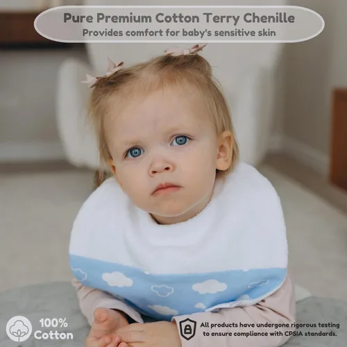 Miniatura 5 de Babero de gran tamaño para bebé, baberos impermeables extra grandes para niños de 6 a 24 meses, 100% algodón y bambú