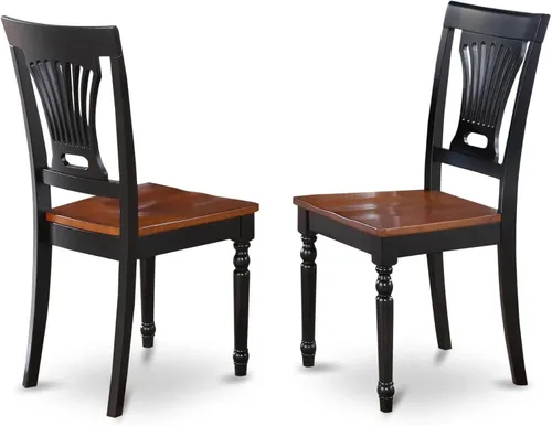East West Furniture PVC-BLK-W Plainville - Sillas de comedor de madera con respaldo elegante, juego de 2, color negro y cereza