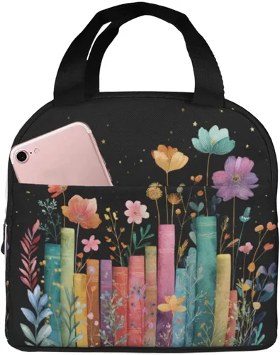 Miniatura 43 de Lonchera con diseño a cuadros azules aislada, bolsa térmica para almuerzo para adultos, niños, niñas, mujeres, oficina, trabajo, escuela, picnic