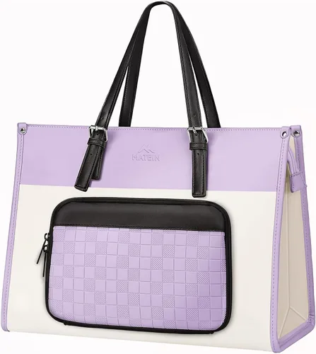 Miniatura 16 de MATEIN - Bolsa de mano para laptop de 17 pulgadas para mujer con compartimento para el almuerzo, maletín de trabajo convertible de piel sintética