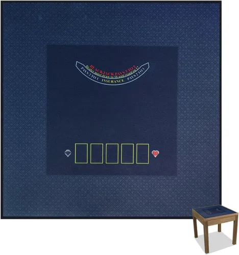 Miniatura 6 de BALIKEN Cuadrado 40x40 pulgadas Texas Holdem Poker Mat y Blackjack Mesa Casino Fieltro, Estera de Casino Portátil (Rojo)