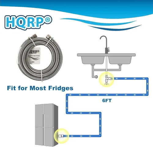 Miniatura 5 de HQRP Línea de agua para refrigerador de 6 pies – Línea de suministro de acero inoxidable trenzado para máquina de hielo – 1/4 de pulgada Comp x 1/4