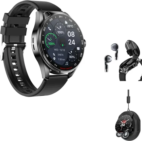Reloj inteligente D9 con auriculares incorporados de 1.46 pulgadas, llamadas Bluetooth, reloj 2 en 1, monitor de salud y fitness, monitor de sueño