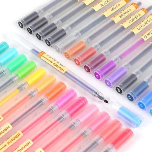 Miniatura 7 de HANKU Bolígrafos de tinta de gel, 15 bolígrafos de 0.5 mm de punta de aguja de colores, bolígrafos de bola de rodillo multicolor de escritura suave