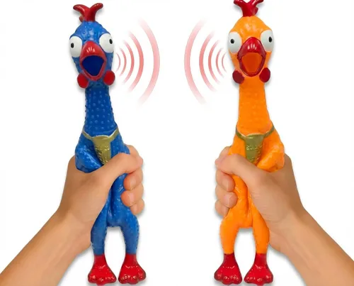 Squeeze Me - Juguete de pollo de goma | Pollo chirriante gritando para niños y perros | Regalo novedoso de broma (1 paquete sólido)