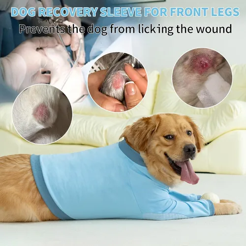 Miniatura 5 de Manga de recuperación para perros con protector de codo, traje de recuperación para patas delanteras del perro, traje de manga larga para mascotas