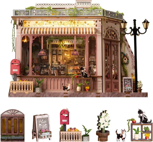 Kit de rincón de libro, kit de casa de muñecas en miniatura para casa de muñecas, Booknook Tiny House Librería, rompecabezas de madera 3D, regalos