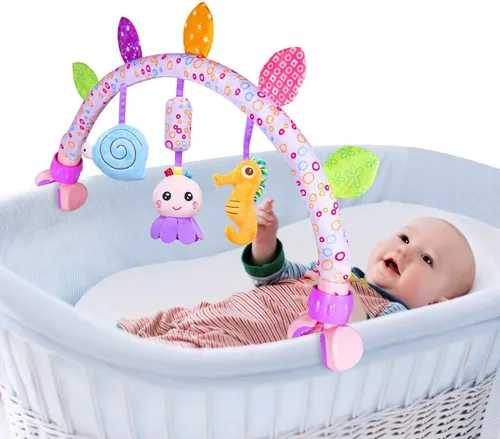 Miniatura 11 de Caterbee Juguetes de moisés de arco de viaje para bebés y niños pequeños, accesorio para cochecito de cuna y cochecito de bebé, juguete de barra