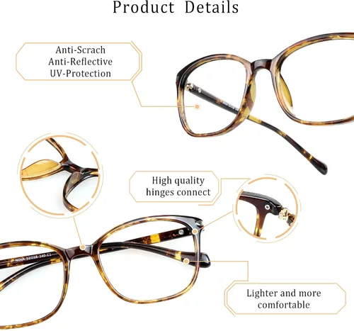 Miniatura 3 de LifeArt Lentes de bloqueo de luz azul, antifatiga ocular, anteojos de lectura para computadora, gafas de TV para hombres y mujeres 01_Nola_Tortoise