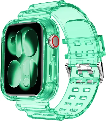 Miniatura 19 de DABAOZA - Correa compatible con Apple Watch de 49 mm, 46 mm, 45 mm, 44 mm, 42 mm, 41 mm, 40 mm, 38 mm, con protector, correa de TPU brillante
