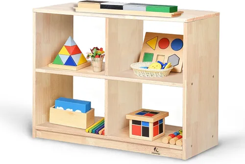 Miniatura 11 de Estante de almacenamiento Montessori curvado de 3 niveles - Organizador infantil para juguetes, libros y suministros de arte, muebles de gabinete