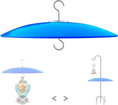 Miniatura 15 de Protector de lluvia de vidrio de 13 pulgadas para comedero de pájaros al aire libre – deflector en poste de pastor/poste o gancho en S colgante