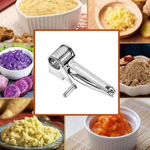 Miniatura 7 de Rallador de queso Rallador de patatas Rotación manual Trituración manual de acero inoxidable Rallador de trituración de patatas Rallador