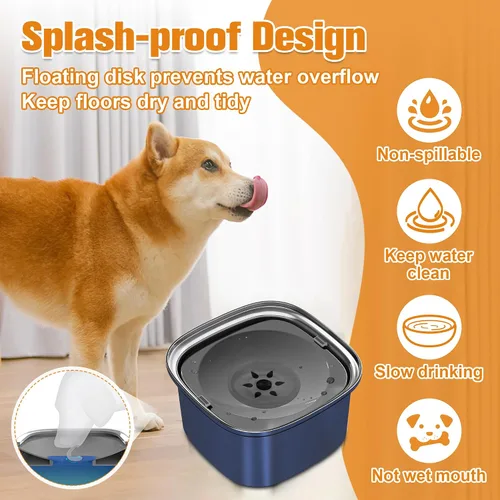 Miniatura 3 de Decflow Cuenco de agua para perros de 3 litros de acero inoxidable con tapa, cuenco de agua sin derrames para perros grandes, a prueba