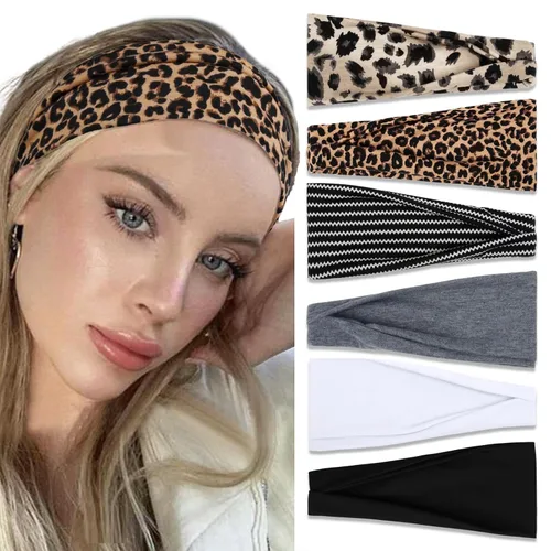 Miniatura 13 de TERSE Diademas para mujer, bandas de pelo de lunares de moda para yoga, entrenamiento, todos los días, bandas anchas y gruesas para la cabeza