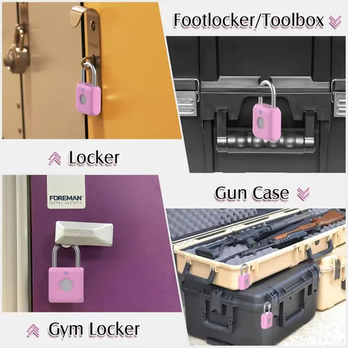 Miniatura 9 de Pothunder Candado de huellas dactilares, cerradura de casillero, cerradura de combinación, cerradura de huellas dactilares con desbloqueo por APP