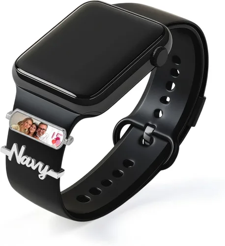 Miniatura 8 de ubmpj Dijes de banda de reloj personalizados para reloj inteligente, cerraduras de banda mágica personalizadas con nombre y foto para mujeres