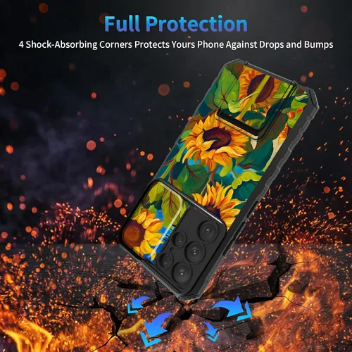 Miniatura 716 de Funda para Samsung Galaxy S22 Ultra 5G, Galaxy S22 Ultra con cubierta de cámara deslizante, funda resistente de doble capa con función atril Black