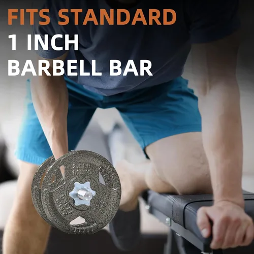 Miniatura 5 de Fitvids Placa de pesas estándar de hierro fundido de 1 pulgada para entrenamiento de fuerza y levantamiento de pesas, varios pesos disponibles