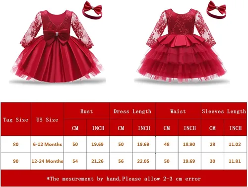 Miniatura 7 de Todder - Vestido de encaje para bebé, para fiesta de cumpleaños, bautizo