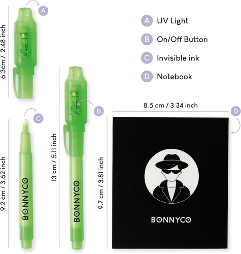 Miniatura 5 de BONNYCO 16 juegos de bolígrafo de tinta invisible y bloc de notas para regalar como recuerdos de fiesta o cumpleaños, para poner en piñata