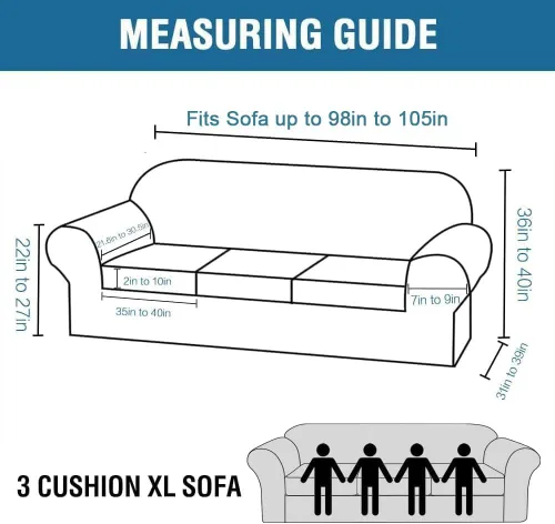 Miniatura 2 de H.VERSAILTEX Funda de Sofá de Terciopelo de 4 Piezas de Alta Elasticidad, Protector de Muebles de Ajuste Perfecto, Funda de Sofá Extra Grande