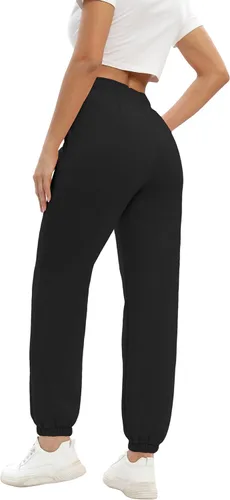 Miniatura 3 de Baccarri Pantalones deportivos casuales de forro polar para mujer, cintura alta, con parte inferior de cincha, pantalones deportivos holgados