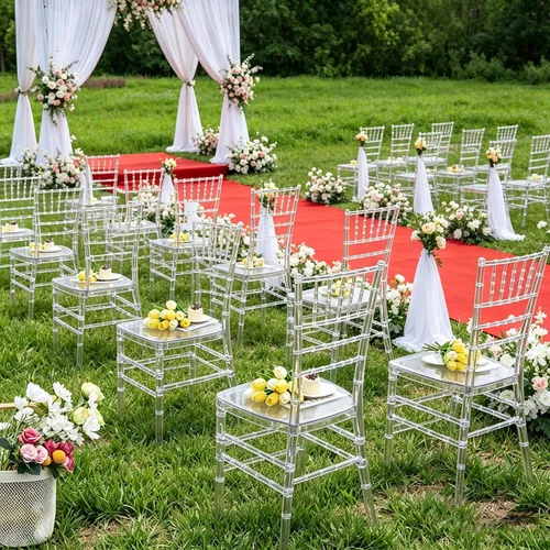Miniatura 6 de BOOSDEN Clear Chiavari Chairs, Transparent Acrylic Plastic Chair, Accent Armless Dining Chairs, Sturdy Clear Chiavari Chair for Wedding, Party