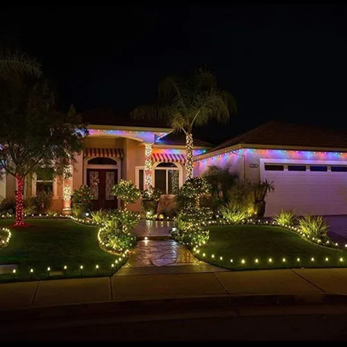 Miniatura 7 de Luces LED C9 para camino, 2 juegos en total de 51.4 pies de luz de camino de Navidad con 40 bombillas y estacas, tira de luces extensibles Blanco
