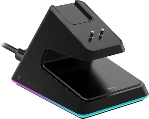Miniatura 3 de TECWARE EX1 - Mouse ligero para juegos Mouse inalámbrico de 26 K DPI con pantalla OLED Diseño ultraligero de 2.08 oz Base de carga RGB Negro