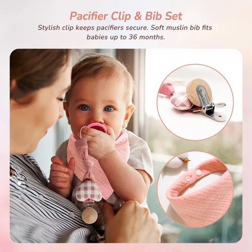 Miniatura 6 de Strawberry Fairy Juego de Regalo de 10 Piezas para Bebés Niñas, Artículos Esenciales para Recién Nacidos Regalos para Bebé Niña, Cesta de Regalo
