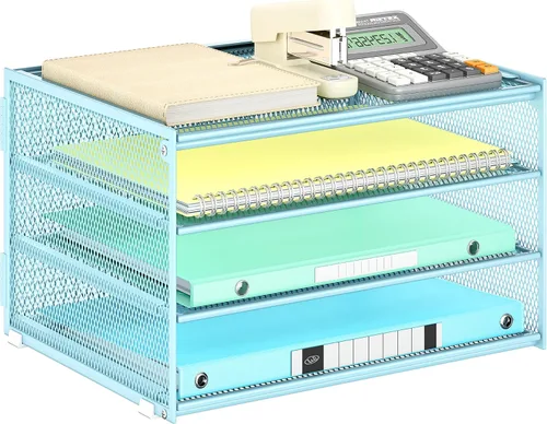Miniatura 17 de Lavatino Bandeja organizadora de papel de escritorio de 3 niveles, bandeja de archivos de metal de malla negra para escritorio, suministros