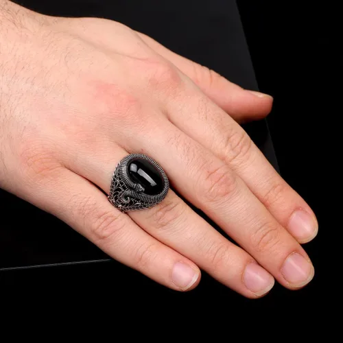 Miniatura 6 de Mens Handmade Ring, Black Onyx Men's Ring, Snake Ring, Black Onyx Ring Sterling Silver, Mens Onyx Snake Ring, Gift for Boyfriend