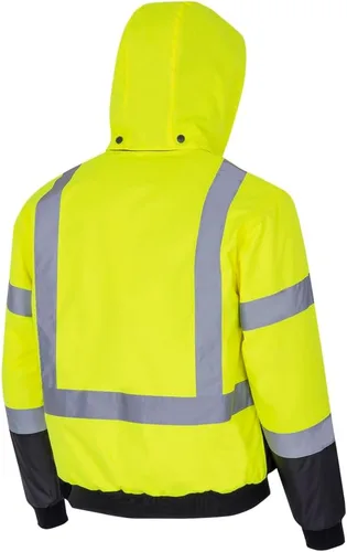 Miniatura 10 de Pioneer Hi Vis - Chaqueta bomber de seguridad climatizada impermeable - Equipo de lluvia de invierno clase 3 para hombres - Cinta reflectante