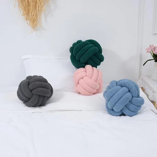 Miniatura 6 de Bolas de almohada de nudo, almohadas redondas decorativas, almohadas de felpa suave, decoración del hogar para sofá, cama, sofá, cojín de almohada