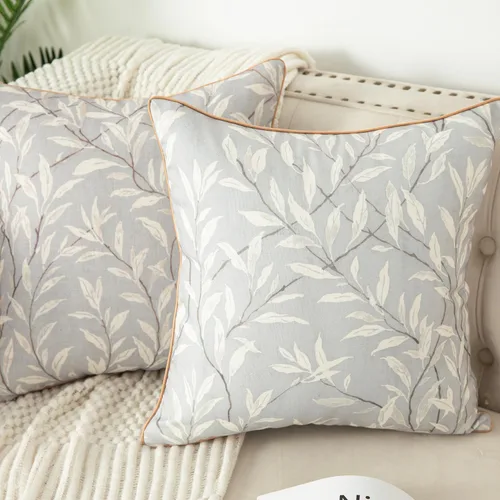 Miniatura 45 de VOGOL Juego de 2 fundas de almohada, 18 x 18 pulgadas, patrón de pájaros verdes, estampado de flores y pájaros verdes, fundas de cojín para cama