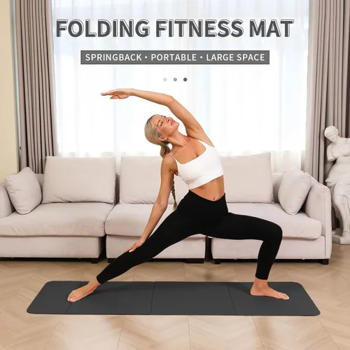 Miniatura 2 de PAIDU Esterilla de yoga plegable - 10mm extra gruesa, 190 x 66 cm, antideslizante, esterilla de ejercicio y fitness Certificada eco SGS, portátil