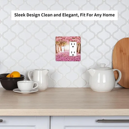 Miniatura 314 de Cubiertas de placa de pared de 3 gang con interruptor de luz de triple palanca, en negro y dorado con esplendor de oro rosa, estampado floral