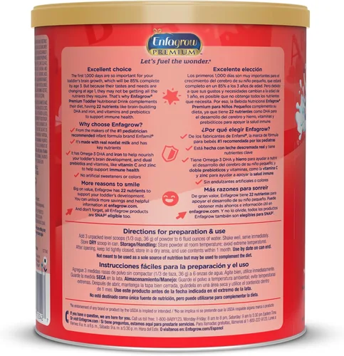 Miniatura 12 de Enfagrow Bebida nutricional de leche prémium para niños pequeños, Enfagrow Toddler Drink, prueba nuestro trío de apoyo cerebral, lata de vainilla