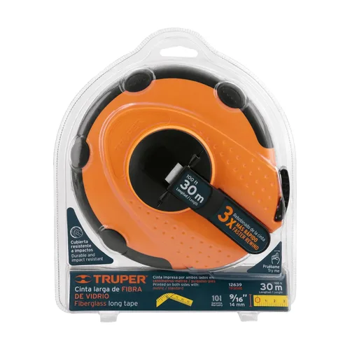 Miniatura 5 de TRUPER TP30ME Reglas de cinta larga de fibra de vidrio, carcasa de plástico de 98 pies (98.4 ft)