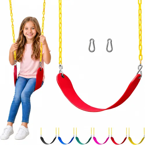 Miniatura 15 de Jungle Gym Kingdom Reemplazo de asiento de columpio para exteriores, paquete de 1 columpio de repuesto para columpios para exteriores con cadenas