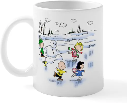 Miniatura 25 de CafePress Peanuts Gang Christmas Taza de Café de Cerámica de 11 oz (325 ml)