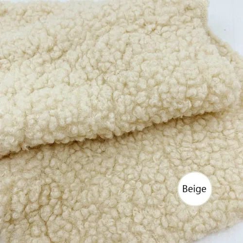 Miniatura 2 de Tela de Felpa Sherpa de Piel de Oveja Sintética para Costura DIY (Beige, 45x50 cm/18x20 in)