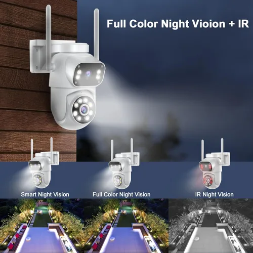 Miniatura 5 de Cámara de seguridad inalámbrica de doble lente de vigilancia para exteriores e interiores, cámara PTZ WiFi de 2.4 GHz para seguridad del hogar