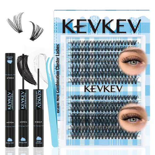 Miniatura 13 de KevKev Adhesivo y removedor de pestañas 2 en 1, pegamento de racimo de pestañas impermeable con fuerte retención de 48 horas, eliminación rápida sin