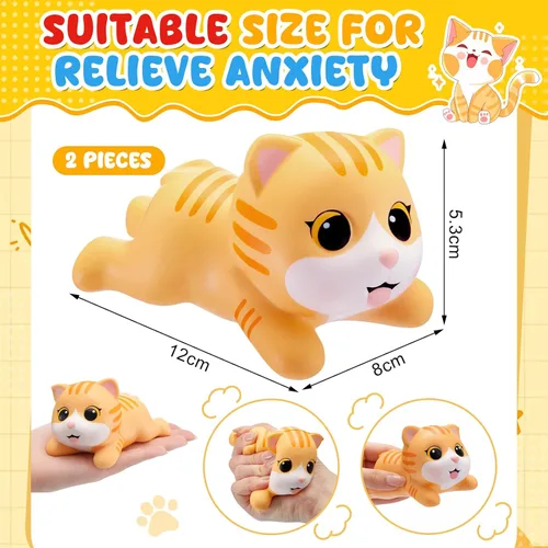 Miniatura 2 de Hungdao 2 piezas de juguetes para el estrés de gato naranja atigrado de espuma de poliuretano para gatos, juguetes sensoriales para apretar