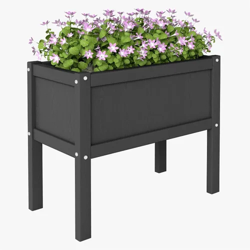 Miniatura 8 de Cama de jardín elevada con agujeros de drenaje, jardinera elevada impermeable de HDPE con patas, estable y duradera para plantar hierbas, vegetales